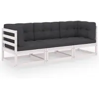 vidaXL 3-Sitzer-Gartensofa mit Kissen Kiefer Massivholz
