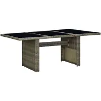 vidaXL Gartentisch Braun Poly Rattan und Hartglas