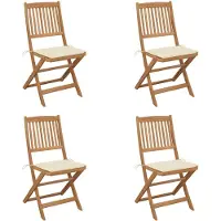 vidaXL Klappbare Gartenstühle 4 Stk. mit Kissen Massivholz Akazie