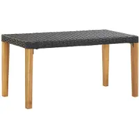 vidaXL Gartenbank 120 cm Schwarz Poly Rattan und Massivholz Akazie