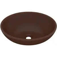 vidaXL s Ovales Waschbecken Matt Dunkelbraun 40x33 cm Keramik