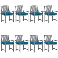 vidaXL Gartenstühle mit Kissen 8 Stk. Massivholz Akazie Grau