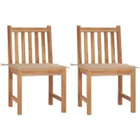 vidaXL Gartenstühle 2 Stk. mit Kissen Massivholz Teak
