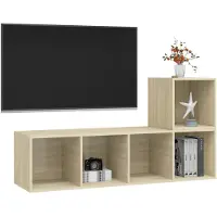 vidaXL 2-tlg. TV-Schrank-Set Sonoma-Eiche Holzwerkstoff