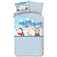 Good Morning Bettwäsche Friends Blue Flanell-140 x 200 / 220 cm | 1-Persoons