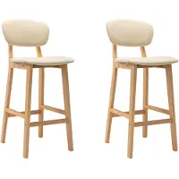 vidaXL Barhocker 2 Stk. Creme Stoff