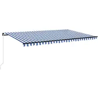 vidaXL Markise Manuell Einziehbar mit LED 500x300 cm Blau und Weiß