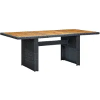 vidaXL Gartentisch Dunkelgrau Poly Rattan und Akazie Massivholz