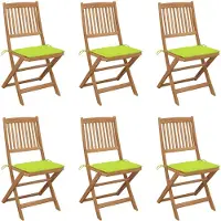 vidaXL Klappbare Gartenstühle 6 Stk. mit Kissen Massivholz Akazie