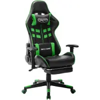 vidaXL Gaming-Stuhl mit Fußstütze Schwarz und Grün Kunstleder