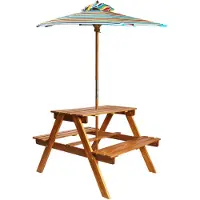 vidaXL Kinder-Picknicktisch mit Sonnenschirm 79x90x60 cm Akazienholz