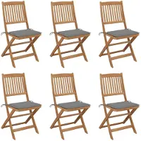 vidaXL Klappbare Gartenstühle 6 Stk. mit Kissen Massivholz Akazie