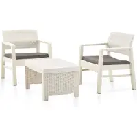 vidaXL 3-tlg. Garten-Lounge-Set Kunststoff Weiß