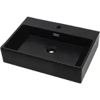 vidaXL Waschbecken mit Hahnloch Keramik Schwarz 60,5 x 42,5 x 14,5 cm