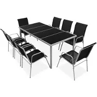 vidaXL 9-tlg. Garten-Essgruppe Stahl Schwarz