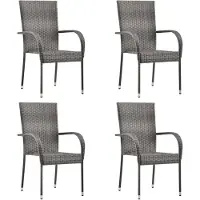 vidaXL Gartenstühle Stapelbar 4 Stk. Grau Poly Rattan