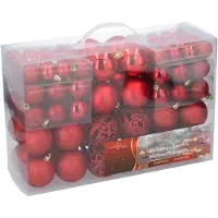 Generique Weihnachtsgeschenke Weihnachtskugeln Set Rot - 100 Weihnachtskugeln aus Kunststoff - verschiedene Ausführungen - Ø 3/4/6 cm