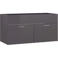 vidaXL Waschbeckenunterschrank Hochglanz-Grau 90x38,5x46cm