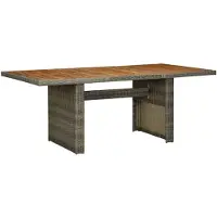 vidaXL Gartentisch Braun Poly Rattan und Akazie Massivholz