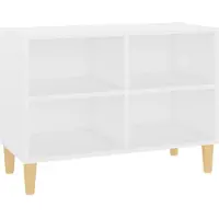 vidaXL TV-Schrank mit Massivholz-Beinen Weiß 69,5x30x50 cm