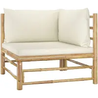 vidaXL Garten-Ecksofa mit Kissen Cremeweiß Bambus