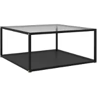 vidaXL Couchtisch Transparent und Schwarz 80x80x35 cm Hartglas