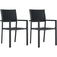 vidaXL Gartenstühle 2 Stk. Schwarz Kunststoff Rattan-Optik