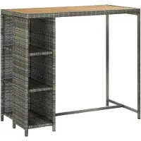 vidaXL Bartisch mit Regal Grau 120x60x110 cm Poly Rattan