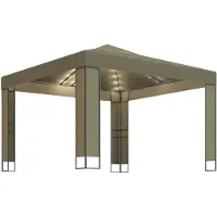 vidaXL Pavillon mit Doppeldach & LED-Lichterkette 3x3x2,7 m Taupe