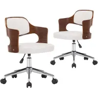 vidaXL Esszimmerstühle 2 Stk. Drehbar Weiß Bugholz und Kunstleder