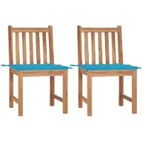 vidaXL Gartenstühle 2 Stk. mit Kissen Massivholz Teak
