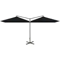 vidaXL Doppel-Sonnenschirm mit Stahl-Mast 600x300 cm Schwarz