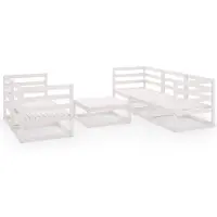 vidaXL 6-tlg. Garten-Lounge-Set Weiß Massivholz Kiefer