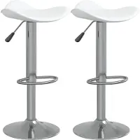 vidaXL Barhocker 2 Stk. Weiß Verchromter Stahl und Kunstleder
