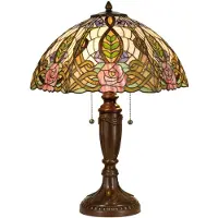 Clayre & Eef Tiffany Tischlampe EDEN, Multicolour, für Wohn- / Esszimmer, Glas, Tiffany, Tischlampe