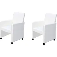 vidaXL Esszimmerstühle 2 Stk. Weiß Kunstleder