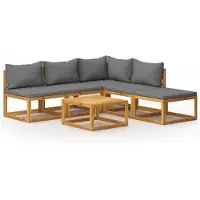 vidaXL 6-tlg. Garten-Lounge-Set mit Auflagen Massivholz Akazie