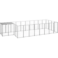 vidaXL Hundezwinger Silbern 10,89 m² Stahl