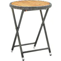 vidaXL Beistelltisch Grau 60 cm Poly Rattan und Akazie Massivholz