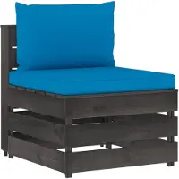 vidaXL Modulares Mittelsofa mit Kissen Grau Imprägniertes Holz