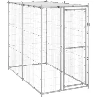 vidaXL Outdoor-Hundezwinger mit Dach Verzinkter Stahl 110x220x180 cm