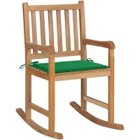 vidaXL Schaukelstuhl mit Grünem Kissen Massivholz Teak