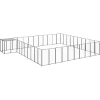 vidaXL Hundezwinger Schwarz 31,46 m² Stahl