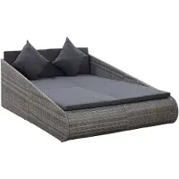 vidaXL Gartenbett Grau 110x200 cm Poly Rattan