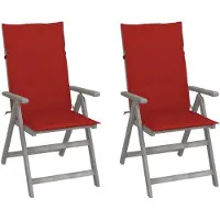 vidaXL Verstellbare Gartenstühle 2 Stk. mit Auflagen Massivholz Akazie