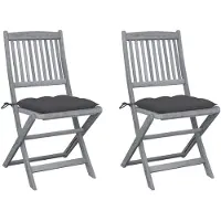 vidaXL Klappbare Gartenstühle 2 Stk. mit Kissen Massivholz Akazie