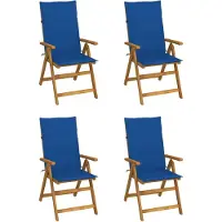 vidaXL 4er-Set verstellbare Klappstühle mit Kissen aus massivem Akazienholz