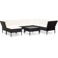 vidaXL 8-tlg. Garten-Lounge-Set mit Auflagen Poly Rattan Schwarz