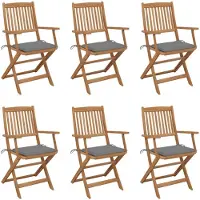 vidaXL Klappbare Gartenstühle 6 Stk. mit Kissen Massivholz Akazie