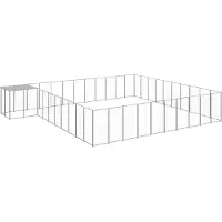 vidaXL Hundezwinger Silbern 31,46 m² Stahl